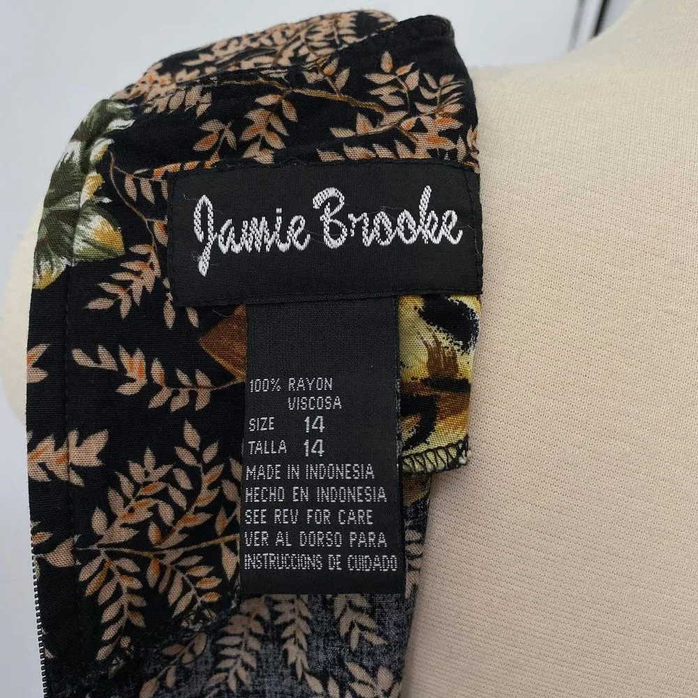 Vintage‎ Jamie Brooke floral cottage prairie midi dress size 14 Large Xlarge Y2K